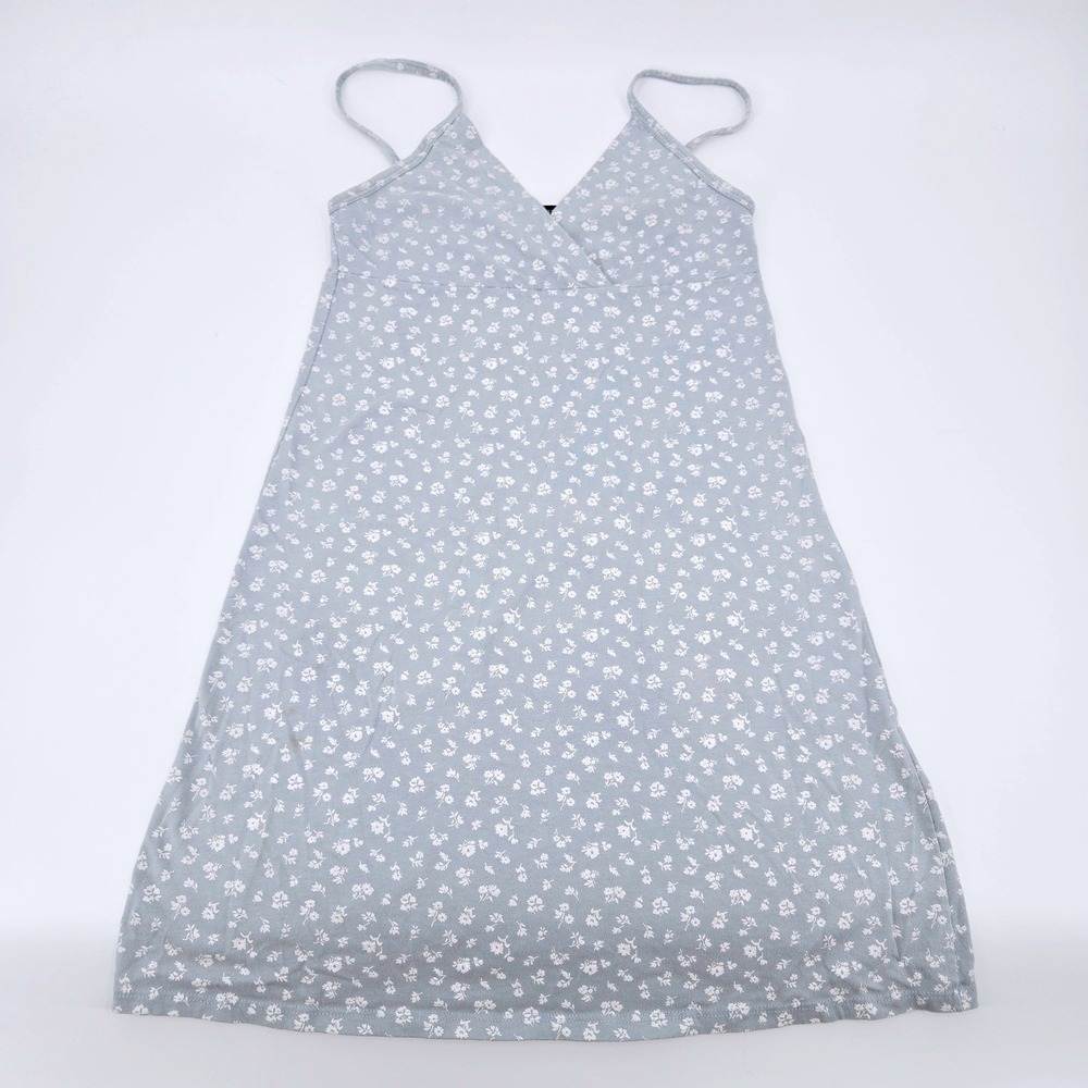 Brandy Melville Blue Floral Colleen Dress V-Neck Mini Boho Coquette Y2K